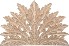 Hand Carved Big Palm Leaf King Size Bed Headboard Bed Head Whitewash