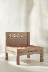 The Gileteen Wooden Carved Armless Sofa for Home Living Room Solid Wood