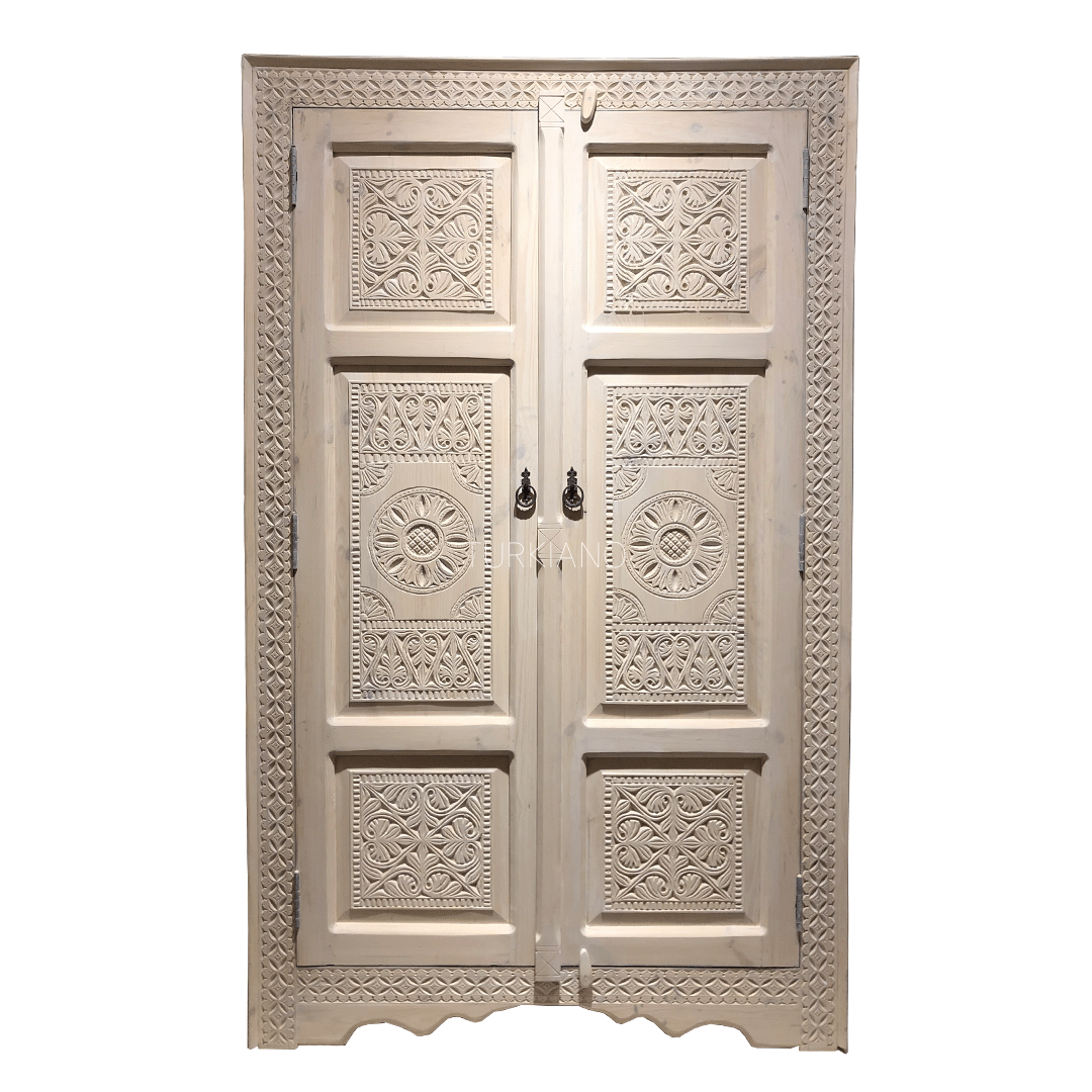 Indian Hand Carved Solid Wooden Cupboard Wardrobe D21