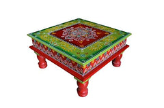 Brush & Timber Indian Handpainted Wooden Bajot Coffee Table