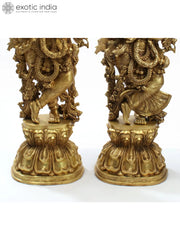 Indian Lord Radha Krishna Divine Pair Brass Statue