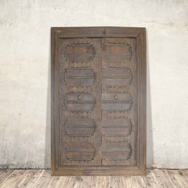 Indian Vintage Antique Hand Carved Solid Wood Door 79
