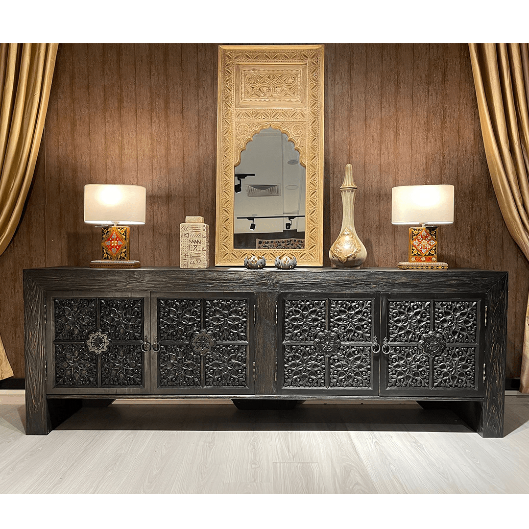Indian Hand Carved Solid Wood TV Unit 20