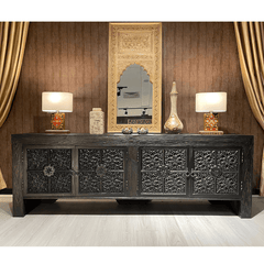 Indian Hand Carved Solid Wood TV Unit 20