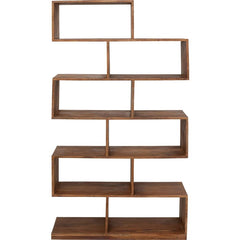 Boston Silver Contemporary Solid Wood Zig Zag Shelving Bookshelf 100x180cm