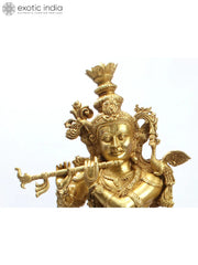Indian Lord Radha Krishna Divine Pair Brass Statue