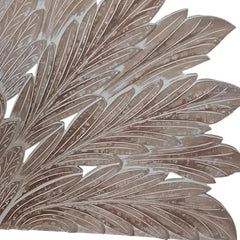 Hand Carved Big Palm Leaf King Size Bed Headboard Bed Head Whitewash