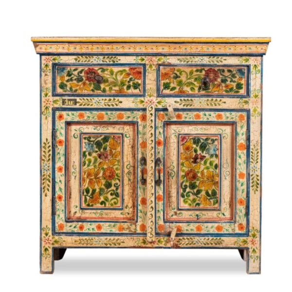 Hand Painted Solid Wood Cabinet In Multicolour