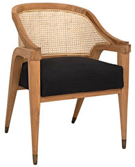 The Gileteen Solid Wood & Cane Barrel Chair Cotton Fabric for Dining & Living Room