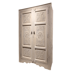 Indian Hand Carved Solid Wooden Cupboard Wardrobe D21