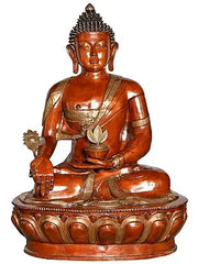 Indian Brass Tibetan Buddhist Medicine Buddha In Brass Statue