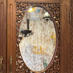 Antqiue Hand Carved Solid Wooden Mirror Fitted Window 87
