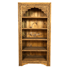 Mehrab Indian Hand Carved Solid Wood Bookshelf B3