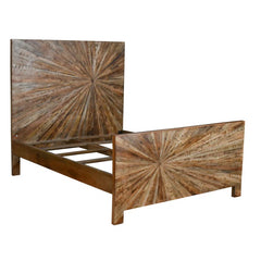 The Gileteen Starburst Design Solid Wood Bed Frame Brown