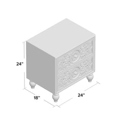 Indian Hand Carved Solid Wooden Bedside Table 02