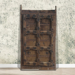 Indian Vintage Antique Hand Carved Reclaimed Wood Door Panel 106
