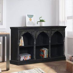 Mehrab Indian Hand Carved Solid Mango Wood Bookshelf B35