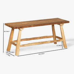 Indian Hand Carved Solid Wood Bench B5