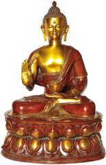 Indian Brass Tibetan Buddhist Buddha In Brass Statue