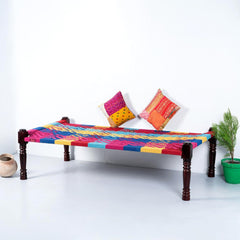 Indian Solid Wood Handmade Rajasthani Charpai Khat Manjhi Woven Charpai Daybed