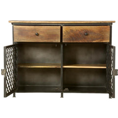 Angle Industrial Iron With Mango Wood 2 Drawers Sideboard 115x40x86cm