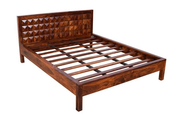 Diamond Indian Sheesham Solid Wood Bed with Frame Queen Size