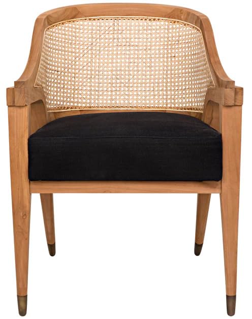 The Gileteen Solid Wood & Cane Barrel Chair Cotton Fabric for Dining & Living Room