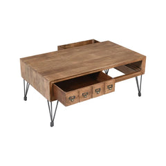 Angle Industrial Vintage Wood and Iron Coffee Table B15