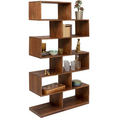 Boston Silver Contemporary Solid Wood Zig Zag Shelving Bookshelf 100x180cm