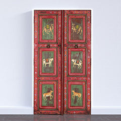 Mughal Hand Painted Reclaimed Wood Door Panel 02