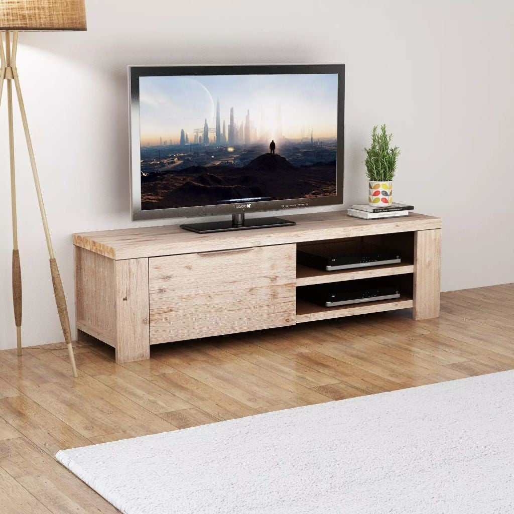 Avalon Solid wood 1Door Tv Unit Whitewash 140cm