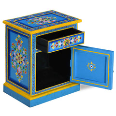 Mughal Hand Painted Wooden Bedside Table Multicolour 15