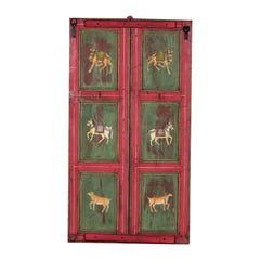 Mughal Hand Painted Reclaimed Wood Door Panel 02