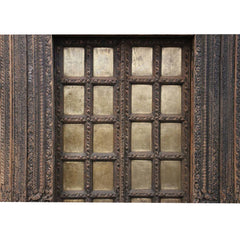 Indian Vintage Antique Brass Work Hand Carved Teak Wood Door 137