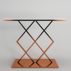 The Attic Avril Metal and Marble Console Table Copper