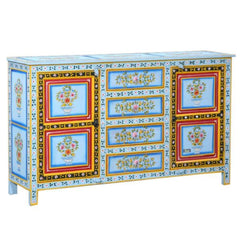 Hand Painted Solid Wood Sideboard In Multicolour