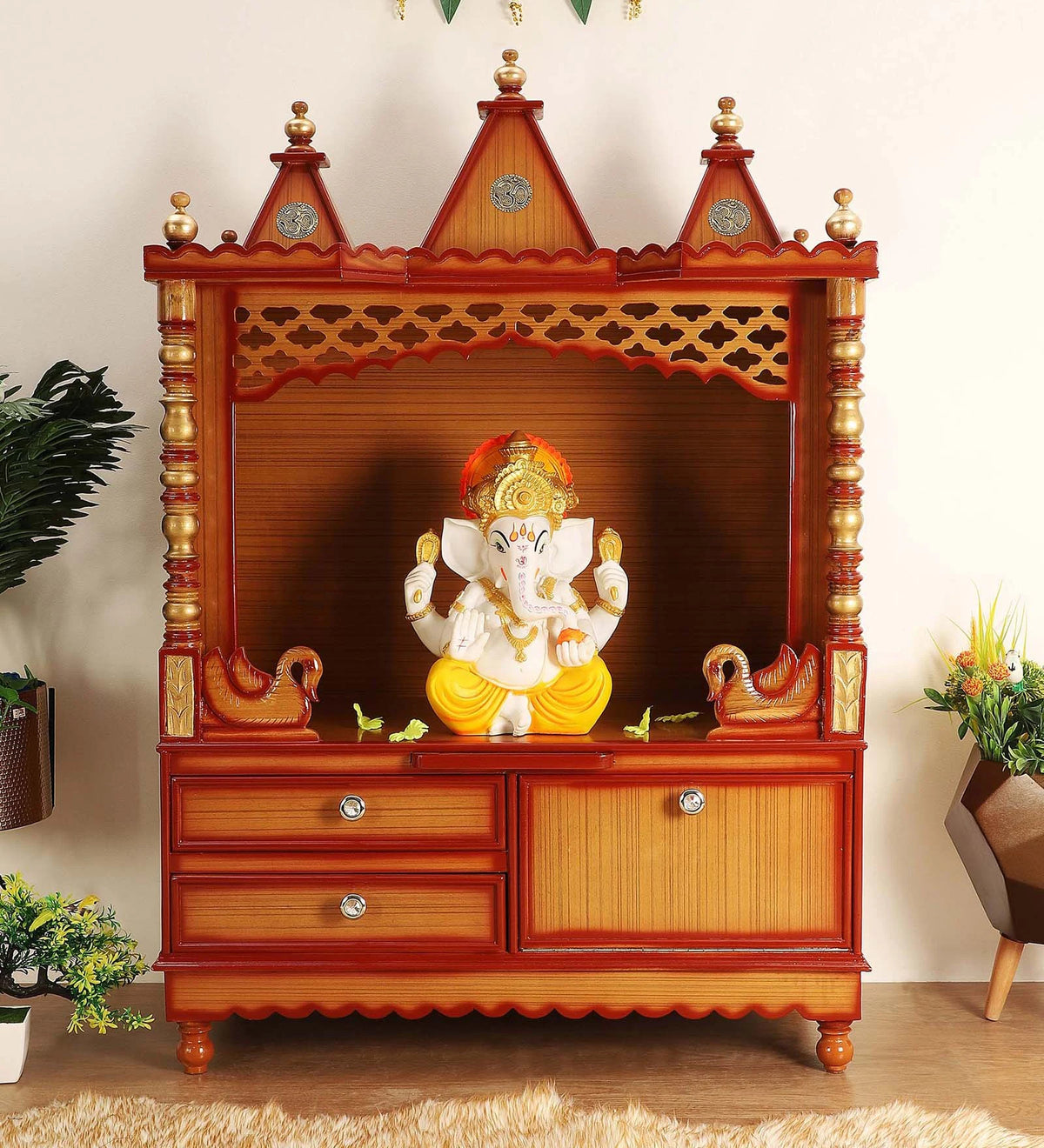 Sheesham Wood Handmade Mandir Home Temple In Brown