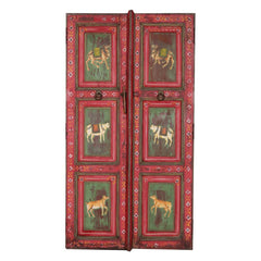 Mughal Hand Painted Reclaimed Wood Door Panel 02