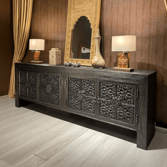 Indian Hand Carved Solid Wood TV Unit 20
