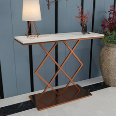 The Attic Avril Metal and Marble Console Table Copper