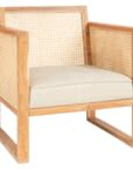 The Gileteen Wooden Rattan Cane Arm Chair for Living Room Acacia Wood