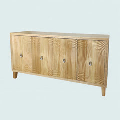 Indian Handmade Solid Wood Scatter Pattern Carved Sideboard