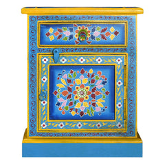 Mughal Hand Painted Wooden Bedside Table Multicolour 15
