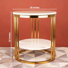 The Mystique Tube Double Decker Accent Side Table (Stainless Steel)