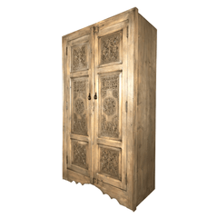 Indian Hand Carved Solid Wooden Cupboard Wardrobe D22
