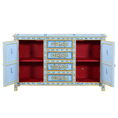 Hand Painted Solid Wood Sideboard In Multicolour