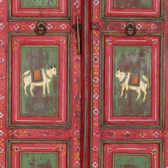 Mughal Hand Painted Reclaimed Wood Door Panel 02