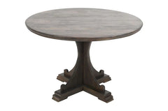 Handmade Indian Hand Carved Solid Hard Wood Sara Round Dining Table Grey Large