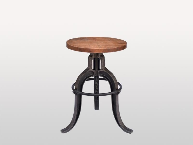 Industrial Adjustable Stool Wooden Top