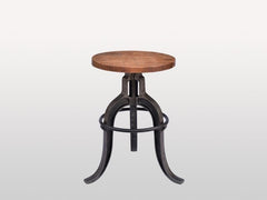 Industrial Adjustable Stool Wooden Top